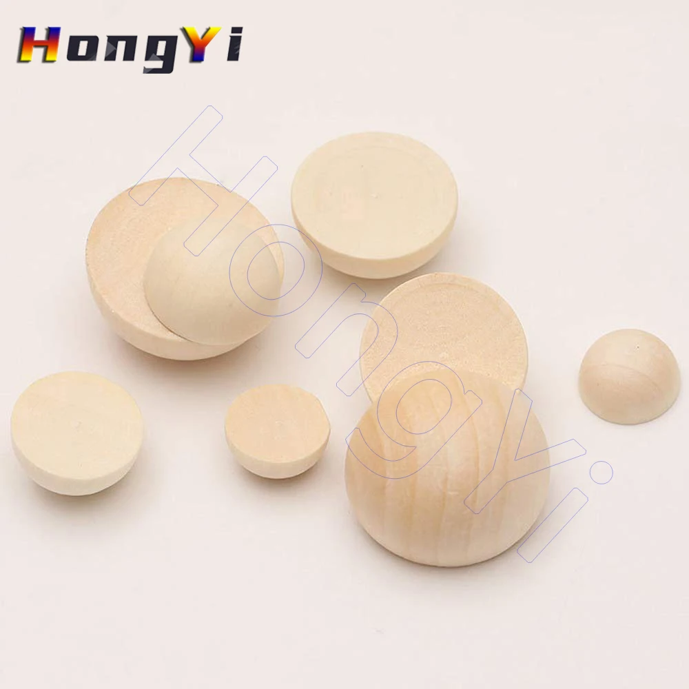 Split Wood Balls Unfinished Half Wooden Ball Natural Half Craft Beads for DIY Craft Projects Jewelry Making Arts Design 12-90mm