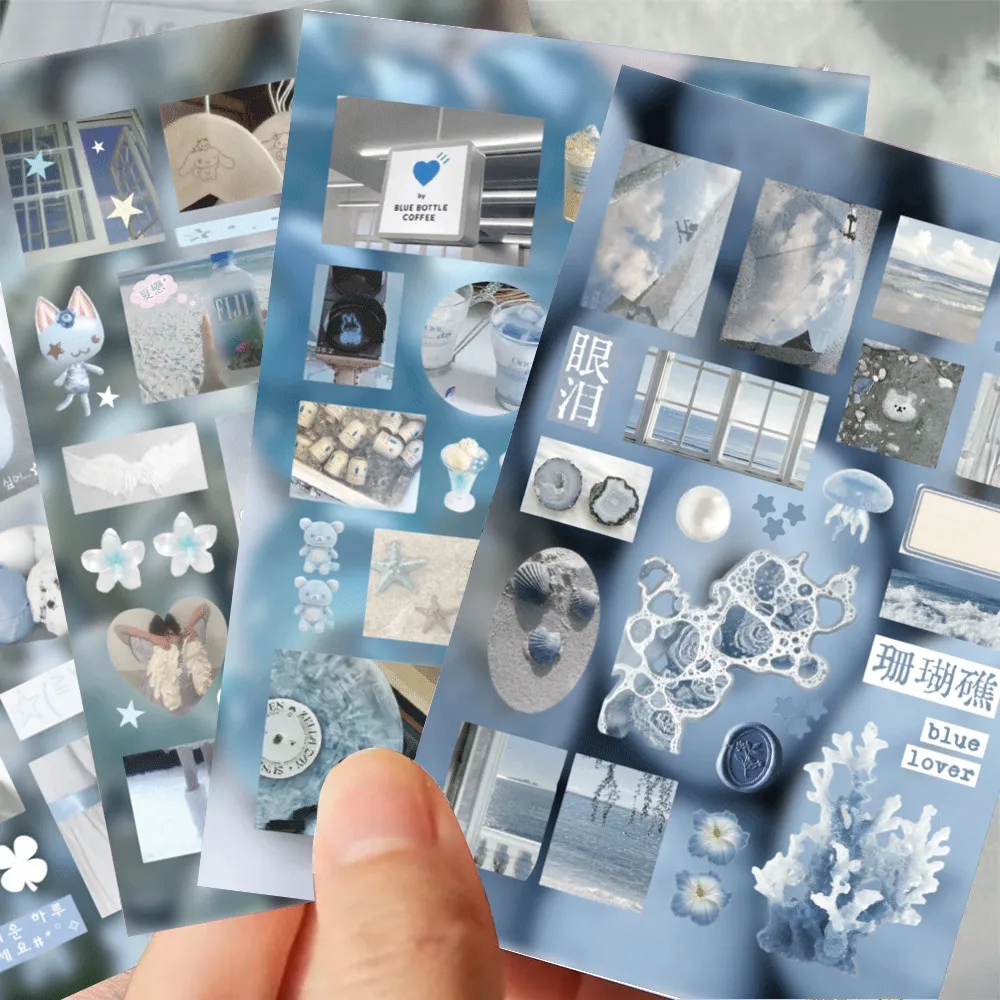 8 Pieces Blue Series Stickers - Fresh Decorative Decals for Handbooks, Phone Cases & Notebooks RecordingYourLife Store