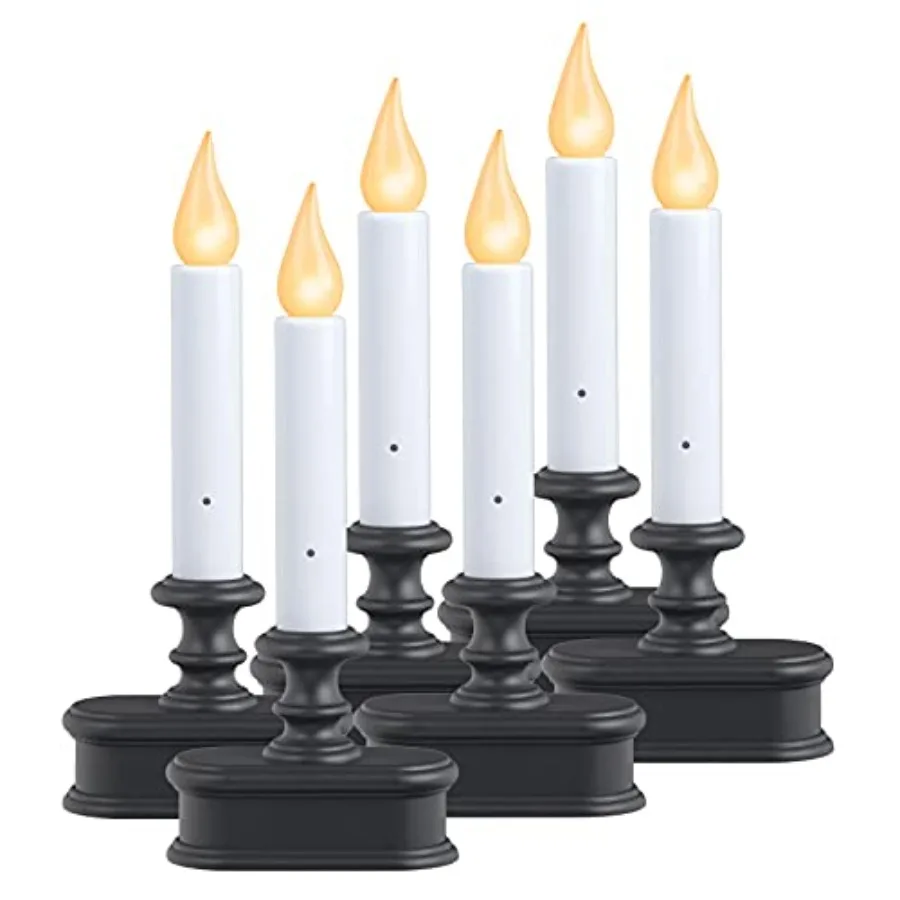 FPC1221A-6 Battery Operated LED Dusk to Dawn Window Candle with Amber Steady On or Flicker Flame, /Antique Bronze Pack of 6