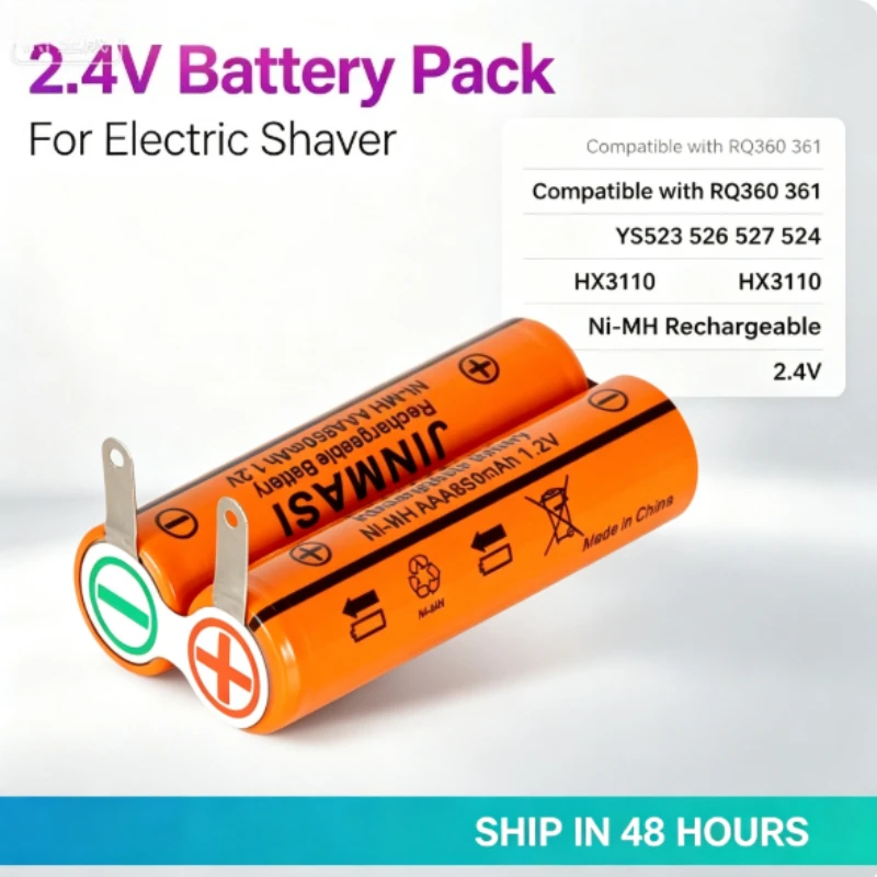 2.4V Ni‑MH Rechargeable Battery Pack for Philips Shaver RQ360 RQ361 YS523 YS526 YS527 YS524 HX3110 Replacement Battery Group