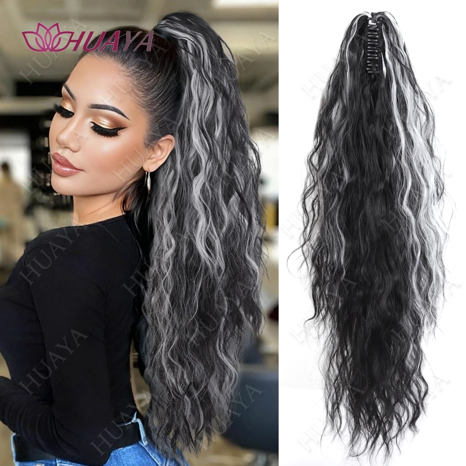 

Синтетические волосы для наращивания хвоста, 65 см, зажим для хвоста, подчеркивающий волнистый вьющийся хвост для женщин, наращивание волос