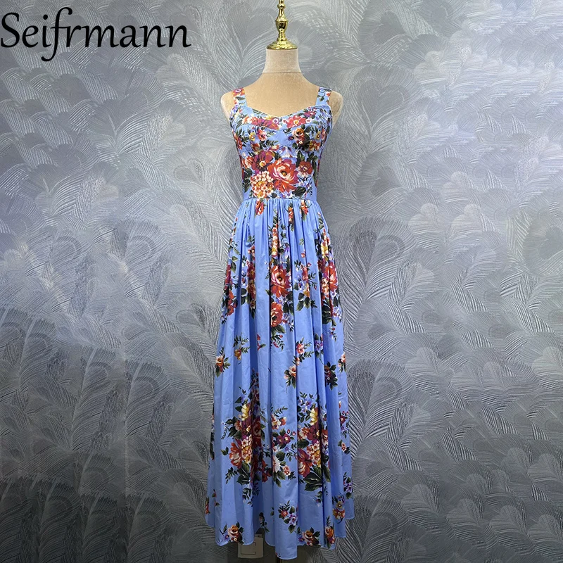 Seifrmann 2026 Frühling Damenmode: Neues, modisches Baumwoll-Trägerkleid mit Print und Taillenbetonung