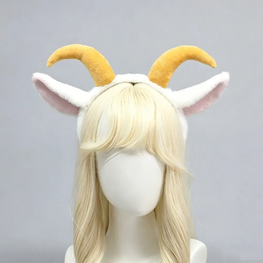 Furry Cute Sheep Horn Hair Band Soft Goat Ears Headband Creative Sweet Lamb Cosplay Tail Lolita Accessories
