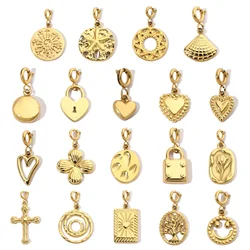 3Pcs/Lot Life Tree Cross Stainless Steel Diy Clip On Charms Love Flower Sun Women Bracelet Necklace Lobster Pendant