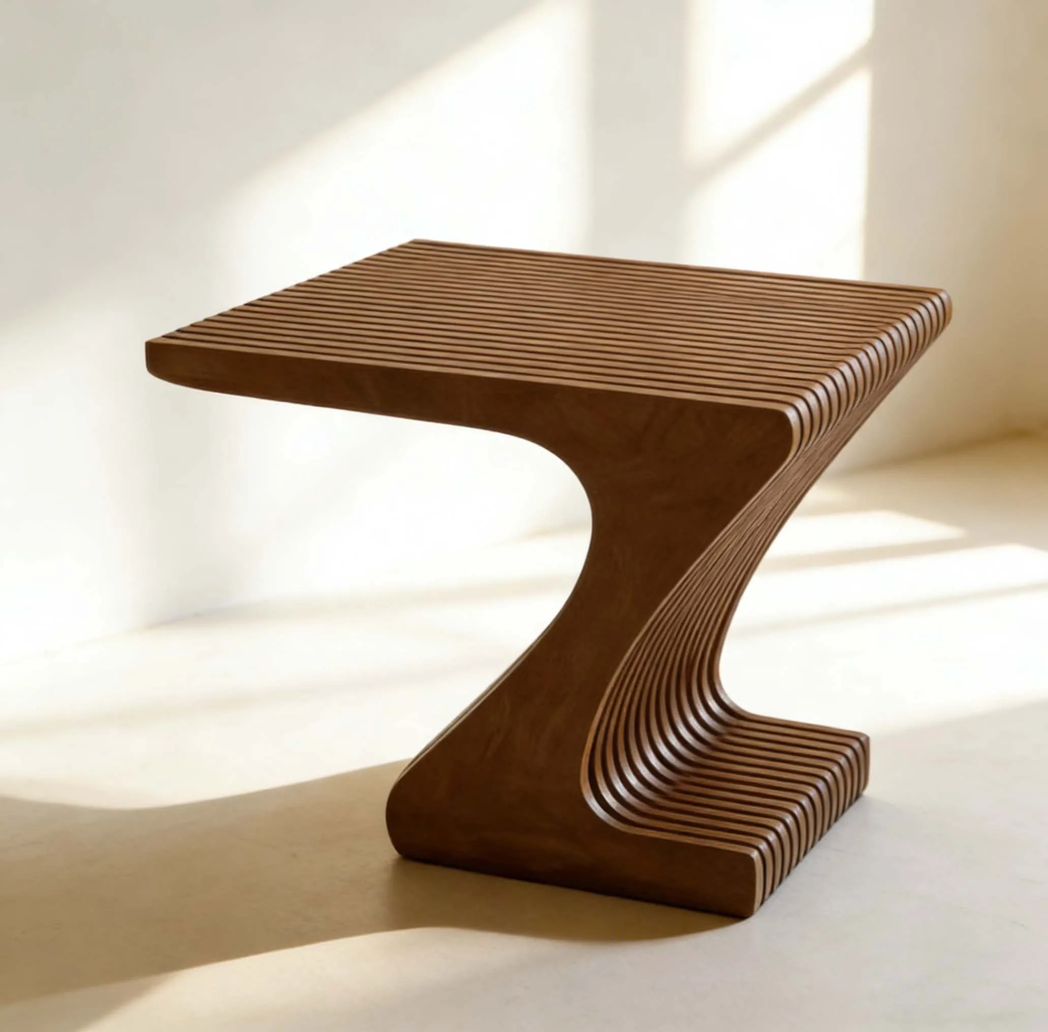 ✿q Wooden Furniture Unique Z Shaped Coffee Table Durable Solid Wood Side Table for Living Room Apartment Sofa Side Bedroom Use