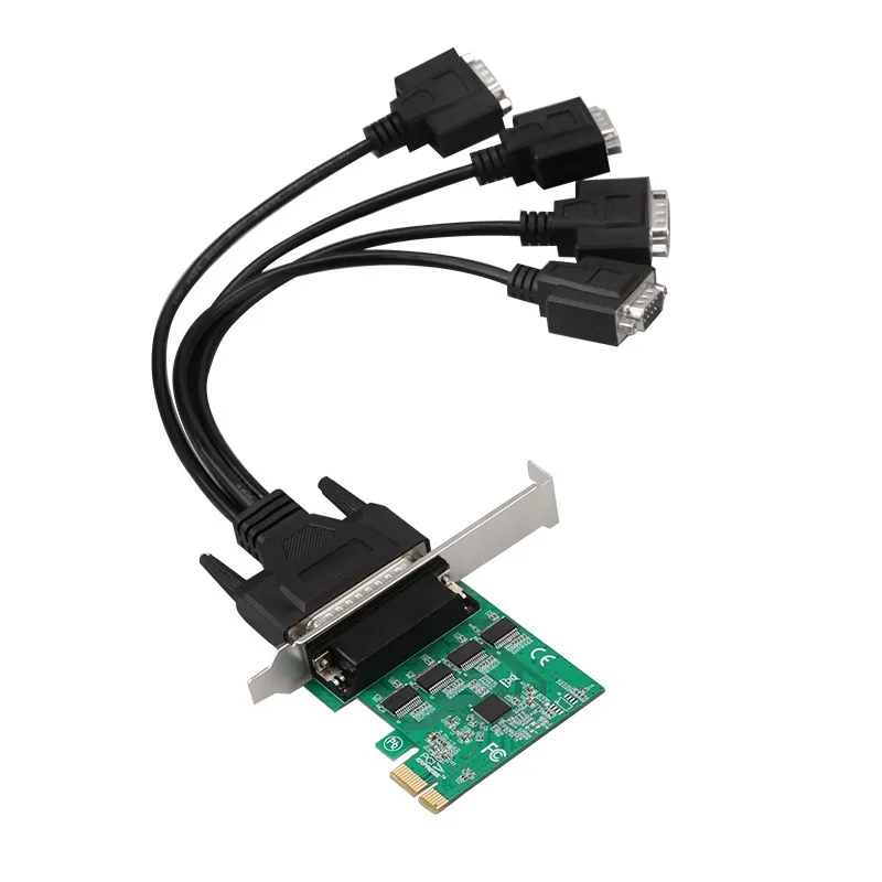 Serial DB9 RS232 PCI e Adapter 4 ports Serial DB9 RS232 to PCI e Adapter RS-232 PCIe PCI-e Converter Card AX99100 with cable