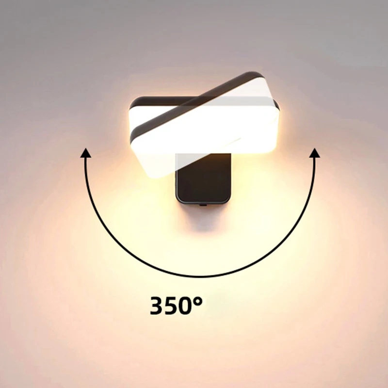 LED outdoor wall lamp sensor porch lamp garden terrace garage rust proof passage staircase rotating waterproof lighting fixture