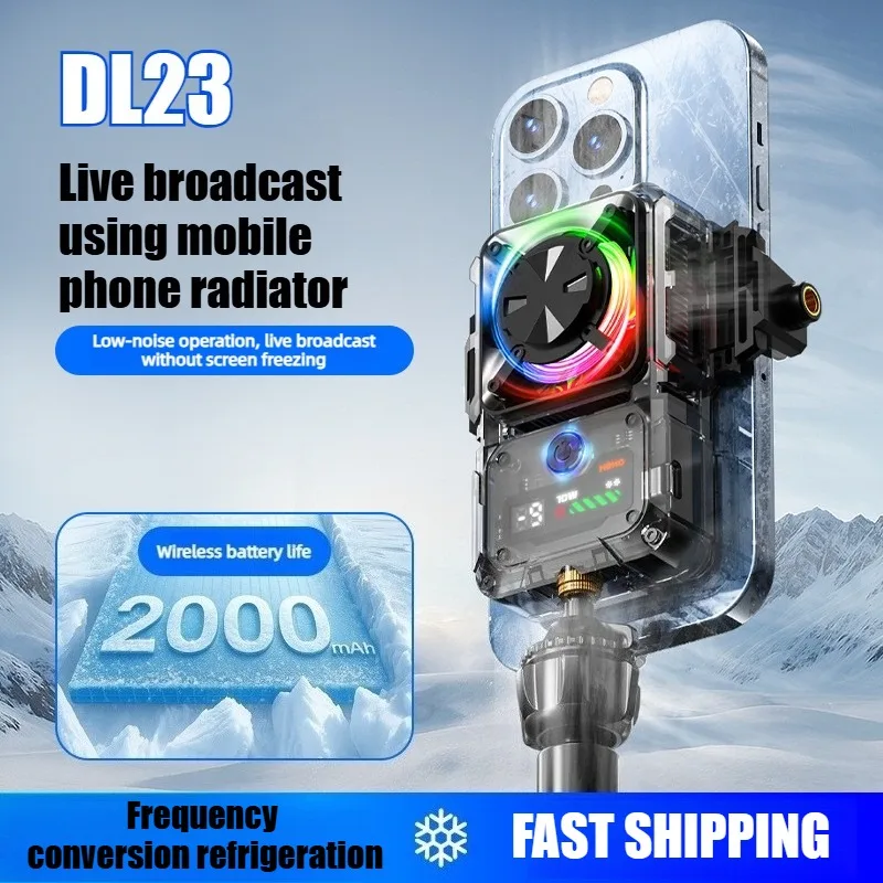 MEMO DL23 Semiconductor Phone Cooler Built-in 2000mAh Cooling Fan Radiator with Temperature Display for Gaming & Live Streaming