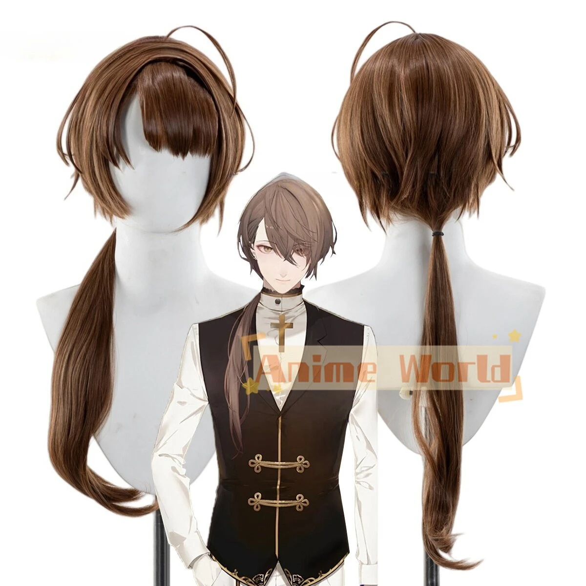 NIJISANJI Kagami Hayato Wig Halloween Carnival Party Props Synthetic Hair Heat Resistant Fiber + Wig Cap