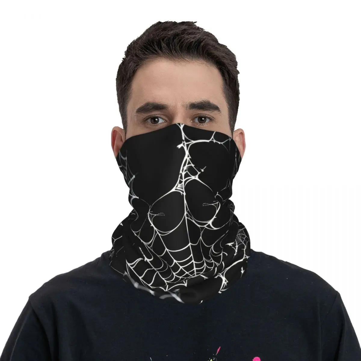 Spooky Spider Web Neck Gaiter Alloween Face Cover, Lightweight Bandana for Gothic Style Enthusiasts Fishing Face Mask