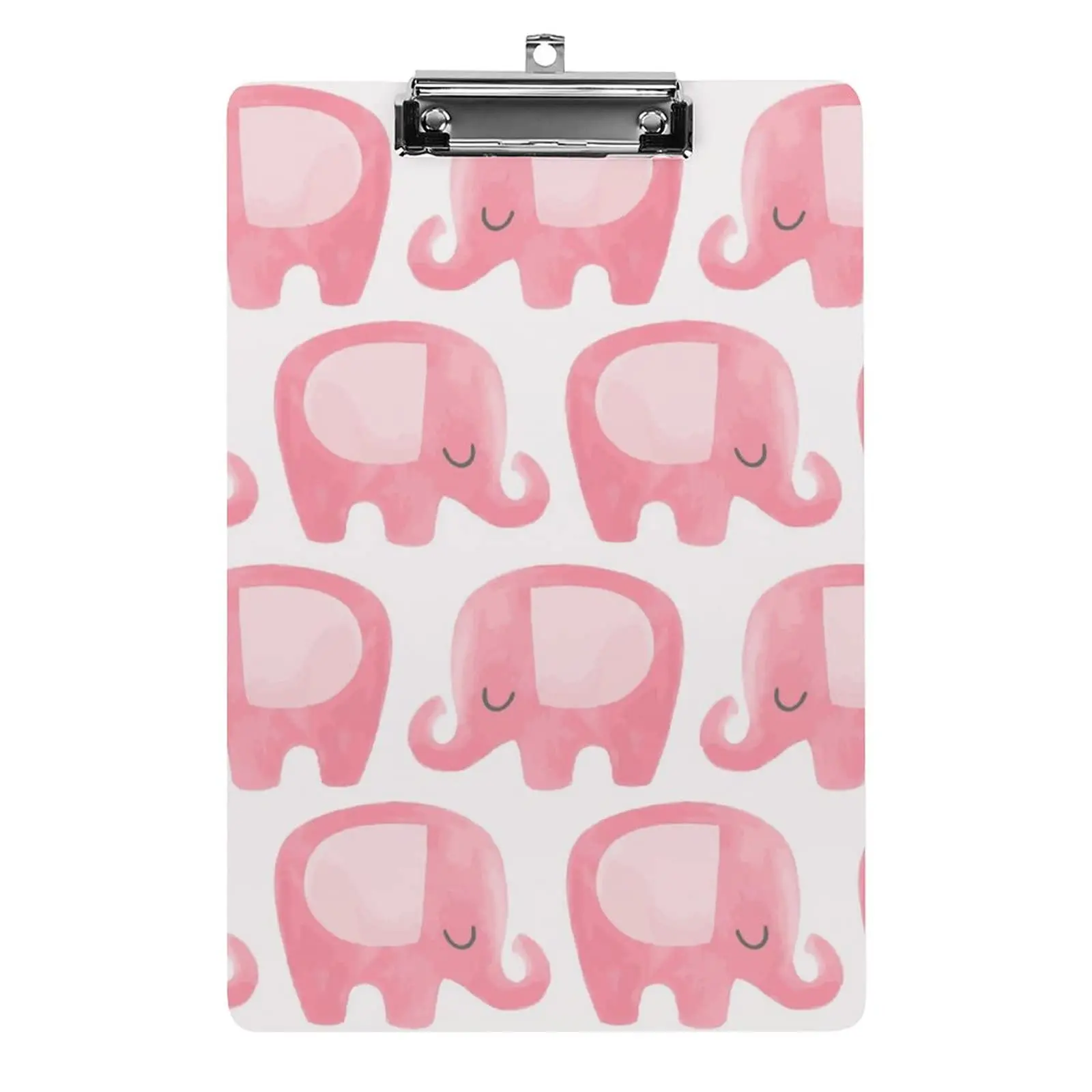 Cute Elephant Plastic Clipboards Acrylic Clipboard Hardboard with Low Profile Silver Clip A4 Size for Office Classroom Nurse