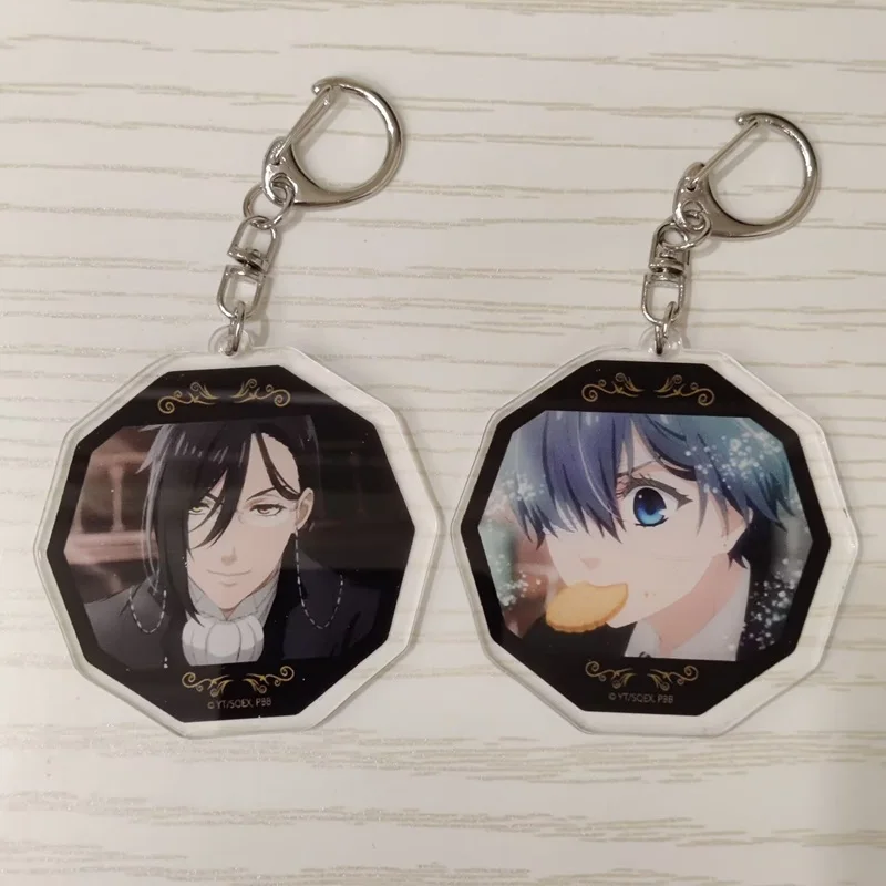 6CM Black Butler Hot Anime Figures Sebastian Michaelis Acrylic Key Chains Ciel Phantomhive Keyrings Bag Decor Pendant Fans Gift