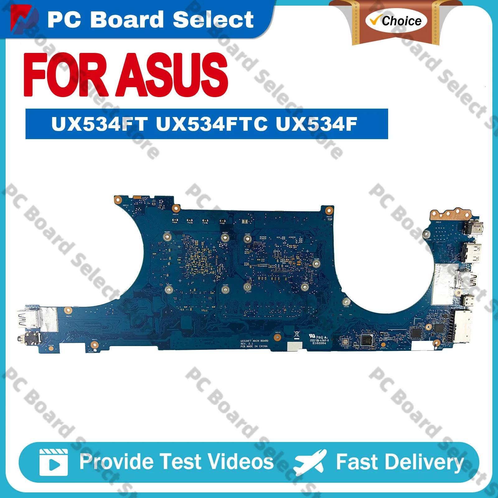

UX534FT UX534F Laptop Motherboard For ASUS UX534FT UX534FTC BX533FTC BX534FTC RX534FTC BX534FT Mainboard With 10th Gen I3 i5 i7