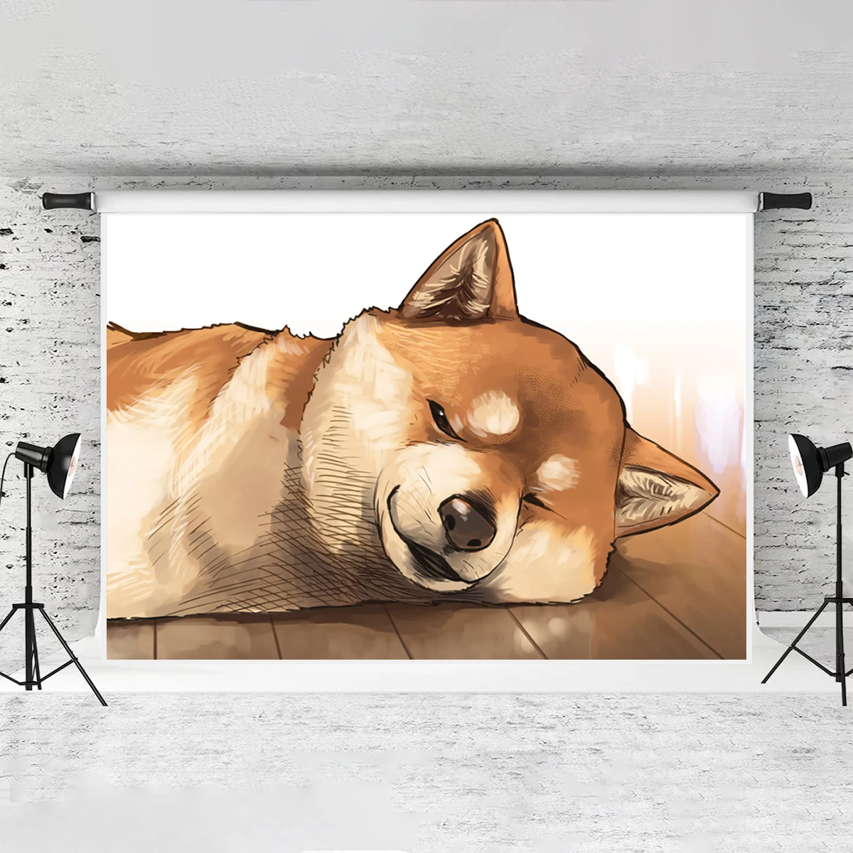 Sleeping Akita Dog Puppy Backdrop Name Custom Theme Photography Living Room Banner New Born Baby Shower Birthday Party Decor