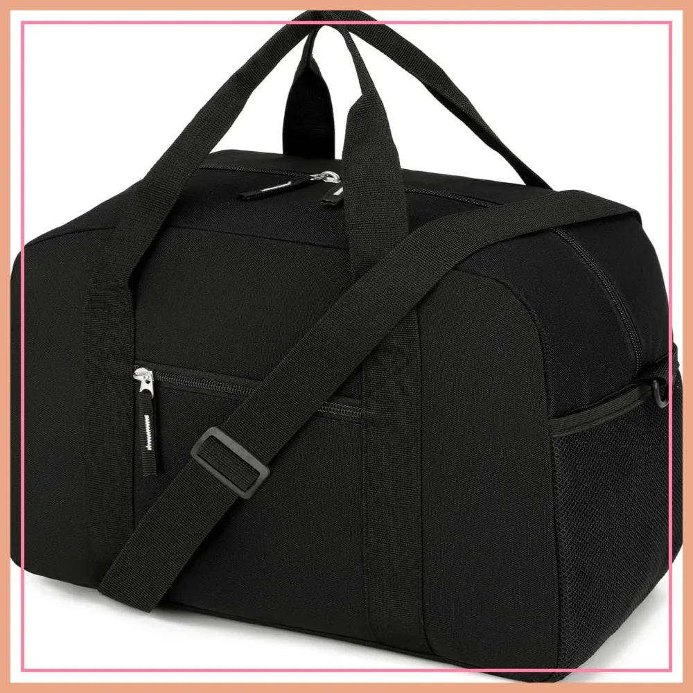 

14 inch Mini Duffle Bag for Travel Sports, Lightweight Carry On Gym Bag for Men Women, Black