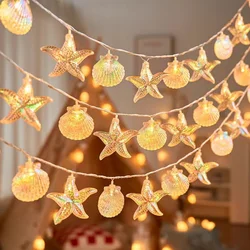 1PC20LED Shell Sea Star Light String Playful Ocean Style Courtyard Camping Atmosphere Decorative Light Full of Childhood Fun