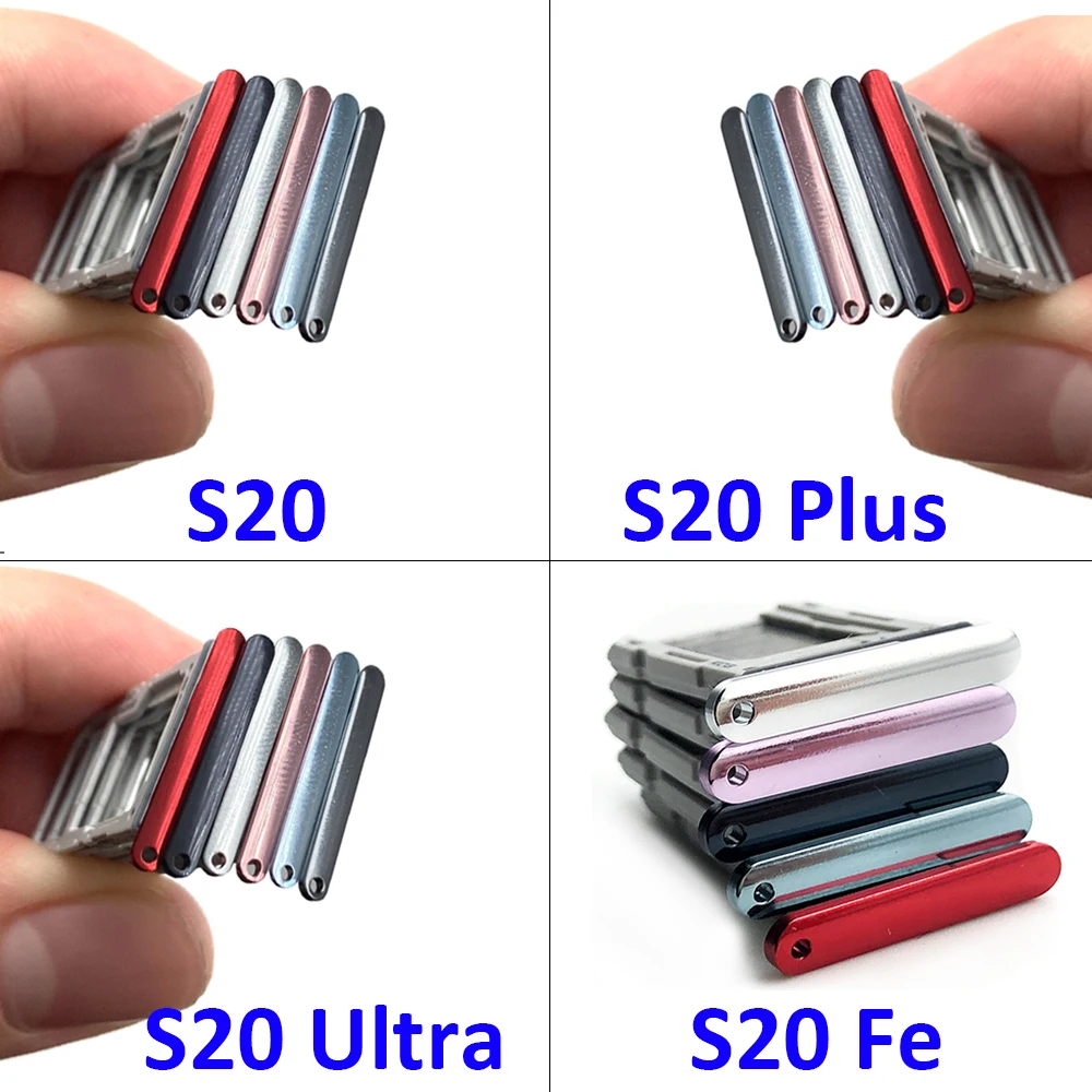 New Single Dual SIM Card Tray For Samsung S20 Plus Ultra Sim Slot Holder Replacement Parts Black / Blue / Grey