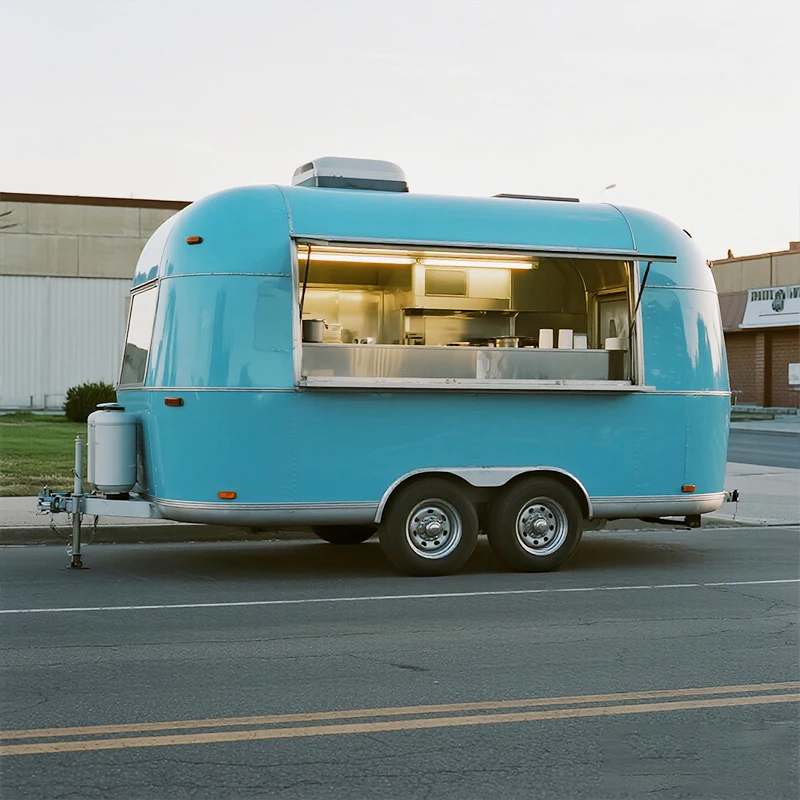 Catering Trailer Food Truck Mobile Kitchen with Fryer Griddle for BBQ Ribs Pulled Pork Vendor Sales Operation Customized Sale