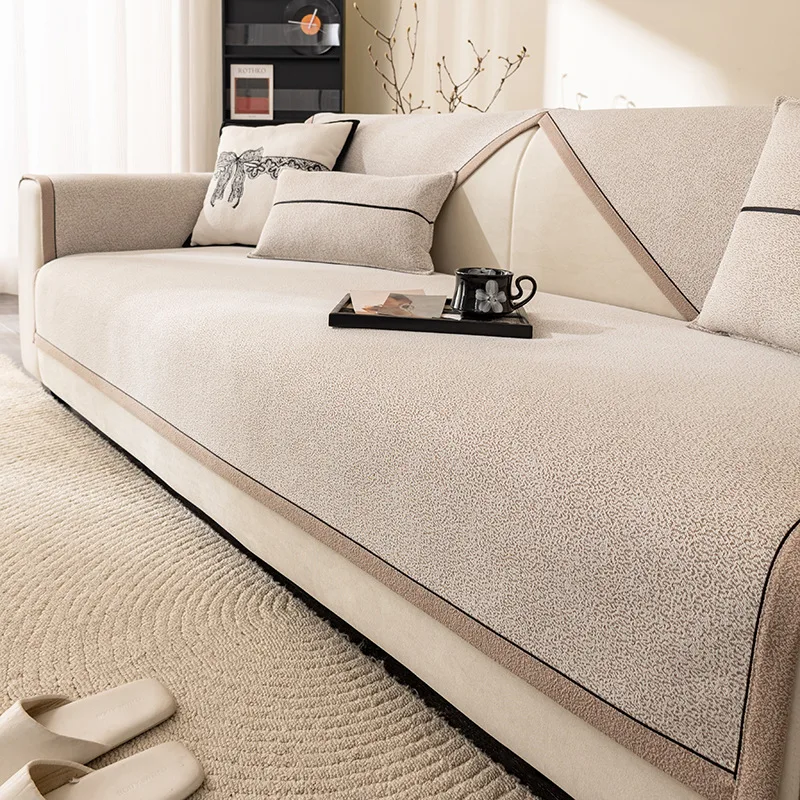 Sofa Cushion Four Seasons Universal Nordic Simple Pastoral Style Non-Slip Cushion Plush Sofa Cushion Cover Towel Cover Cloth