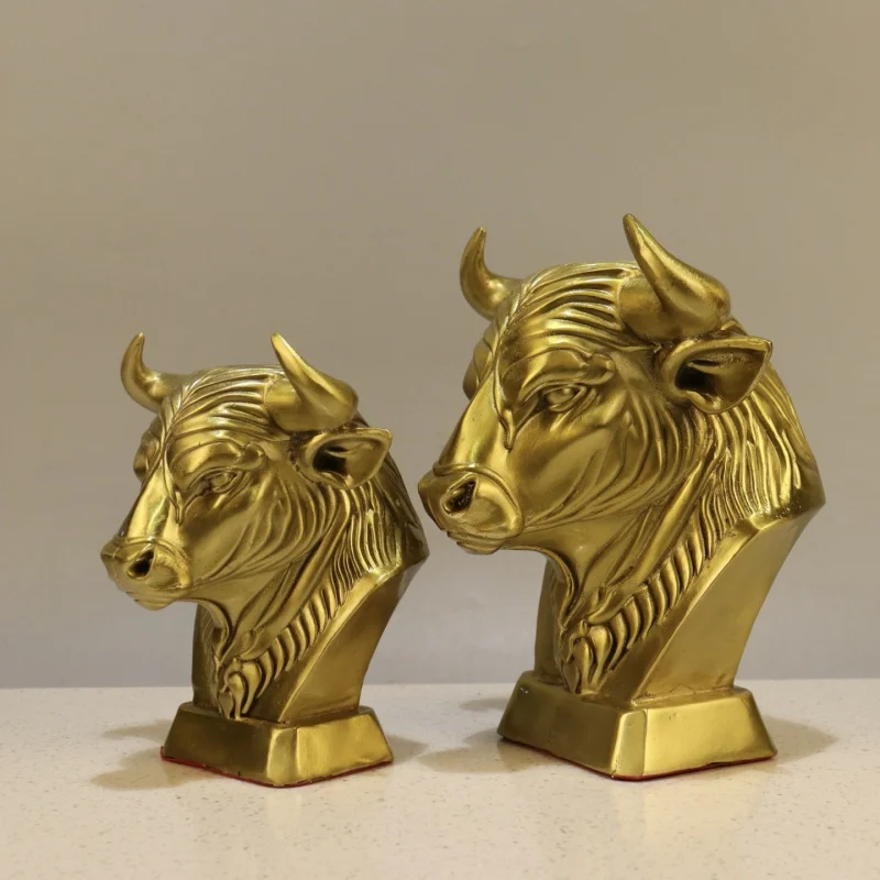 Brass Bull Head Bust - Symbol of Courage Power, Home and Office Decoration, Perfect for Housewarming or Opening Ceremony, De