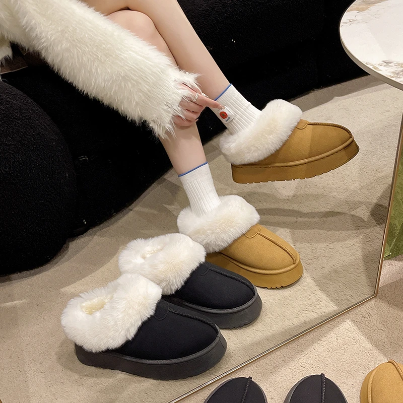 Thick Soled Short Tube Cotton Boots 2024 Autumn and Winter New Korean Version Women's Plush Thick Snow Boots Warm Cotton Shoes