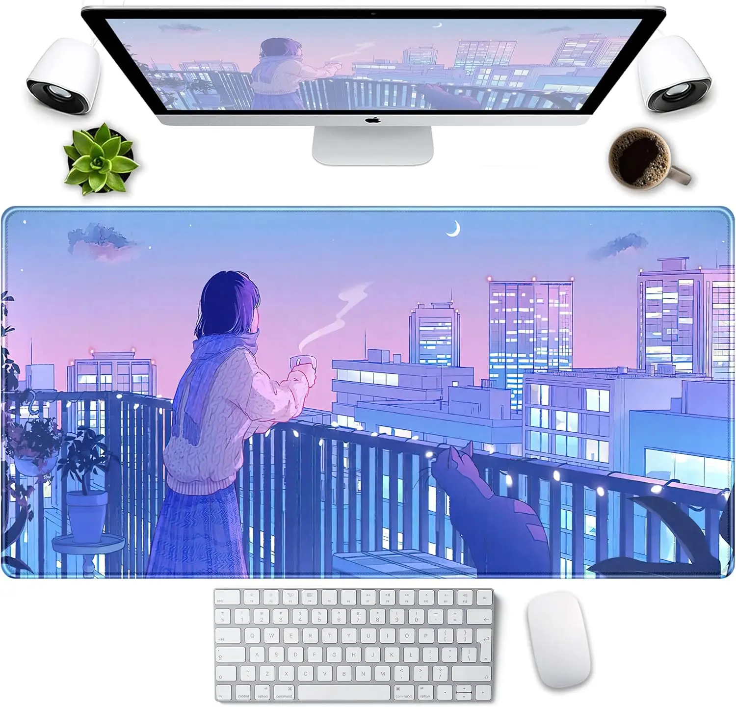 

Large Gaming Mouse Pad Tokyo Street Anime Kawaii Desk Mat Mousepad XXL Desk MatGamer Desktop Computer Laptop Keyboard Mouse Mat