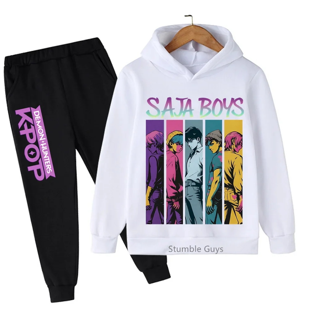 Ensemble sweat à capuche Kpop Demon Hunters pour enfants, vêtements de sport d'automne pour garçons et filles de 3 à 14 ans, tenues décontractées