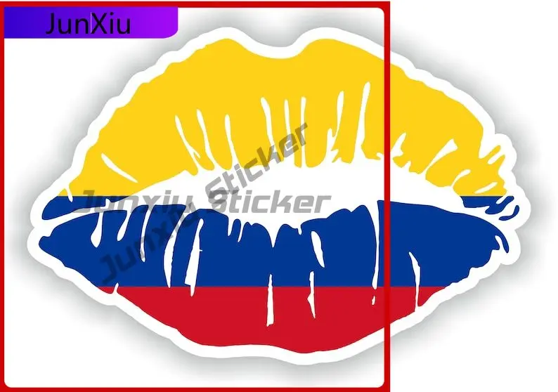 

Colombia Lips Flag Stickers Custom Printed Decals Camping Waterproof Scratch-proof Exterior Car Decoration Accessories For Bumpe