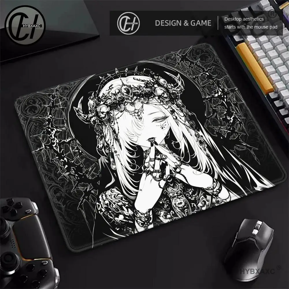 

HYBXAXC Thorn Gothic Girl Gaming Mouse Pad Black Aesthetic Desk Mat Non-Slip Rubber Base Extended Keyboard Pad for PC Gamer