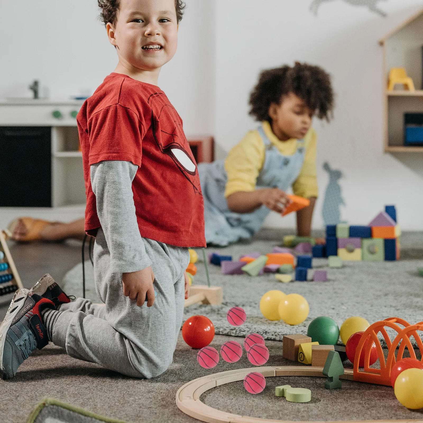 

12 Pcs Elastic Plastic Basketball Mini Toy Bouncy Small Bouncing Tiny Basketballs Kids Sports Child