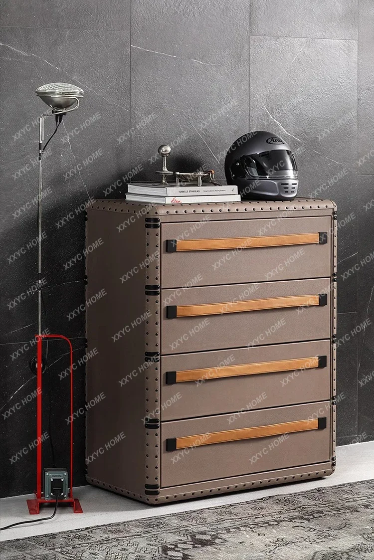 

ZH American minimalist retro Italian minimalist four-chest cabinet floor-to-ceiling light luxury high-end cabinet against the wa