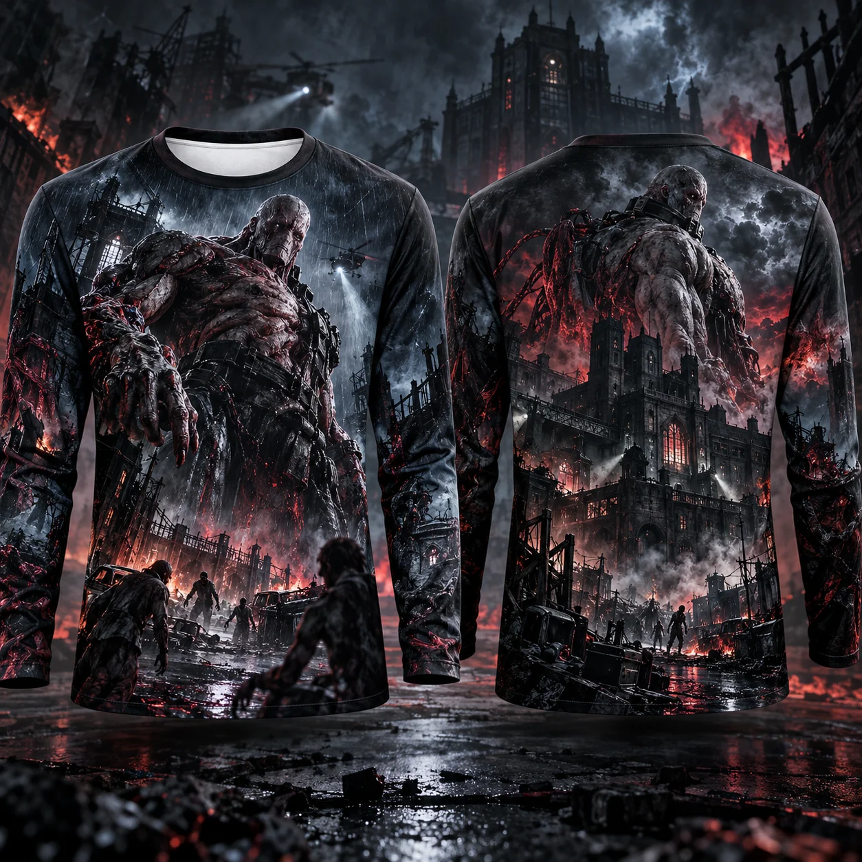 2026 Resident Evil Tyrant Zombie 3D Print Long Sleeve T Shirt Men Horror Apocalypse Game Graphic Tee