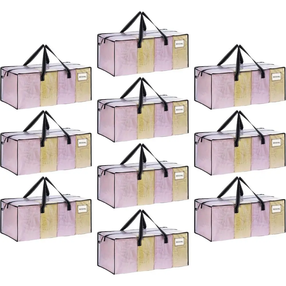 

Прочные прозрачные сумки для хранения с крышками, 10 штук в упаковке, идеально подходят для переезда, хранения одежды, одеял, подушек и для кемпинга