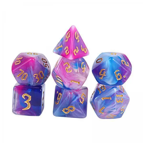

Polyhedral Dices Set Blue Acrylic Dice Seven Shapes Unique Texture Props for Role Playing Table Games
