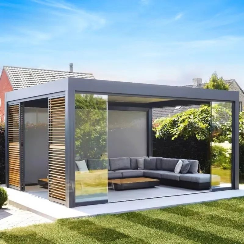 Any Size Custom LED Aluminum Louvered Pergola Drainage System Four Season Weatherproof Backyard Patio Gazebo Shelter Durable