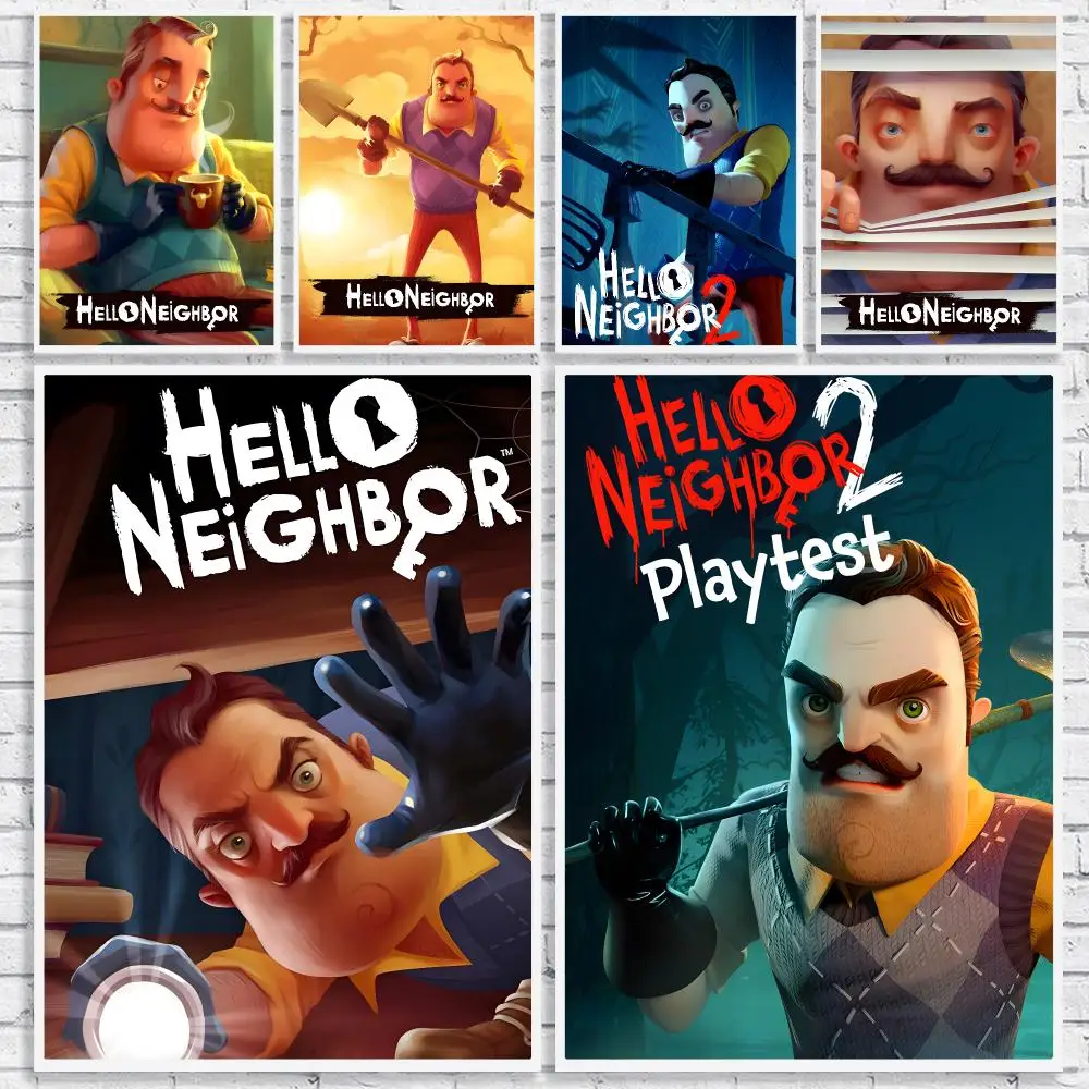 Video Game H-Hello Neighbor Painting Calligraphy High-Quality Canvas Wall Mural Crease-Free For Living Room Bedroom Interiors