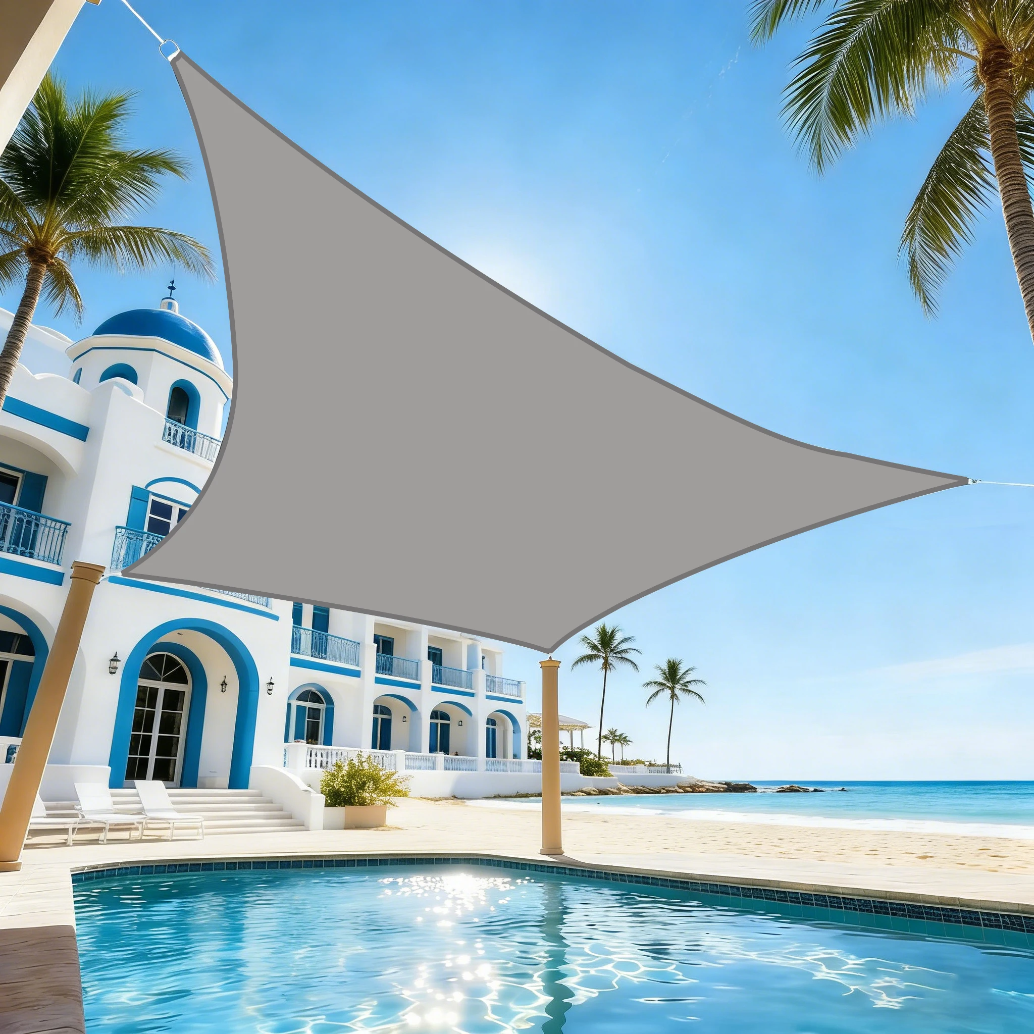 95% UV Block Waterproof Sun Shade Sail - High-Density Breathable Canopy for Patio Garden Pool Backyard, Windproof with Stainless