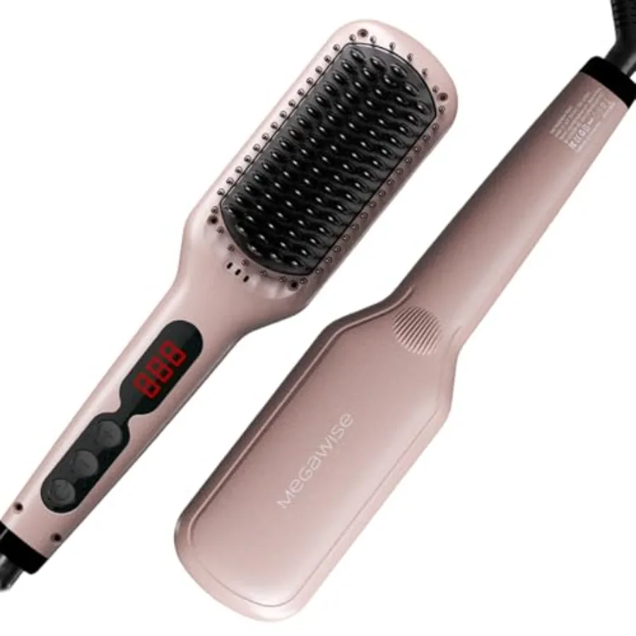 Pro Ceramic Ionic Hair Straightener Brush for Home Salon MCH Fast 20s Heating Tech with Auto-Off Safety Anti-Scald with Univers