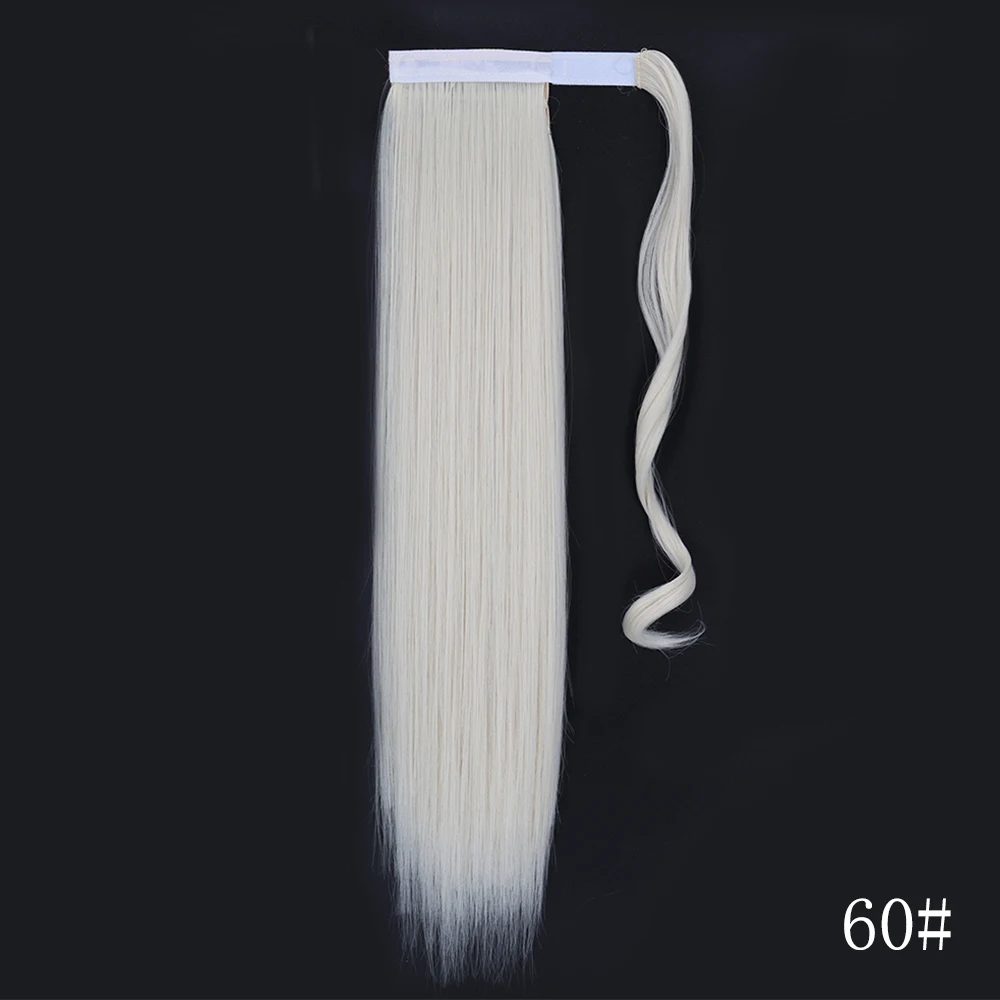 LISI GIRL Kunsthaar 22''34'' Langer, gerader Pferdeschwanz zum Umwickeln, Clip-in-Haarverlängerungen, schwarzes Haarteil, Kopfbedeckung