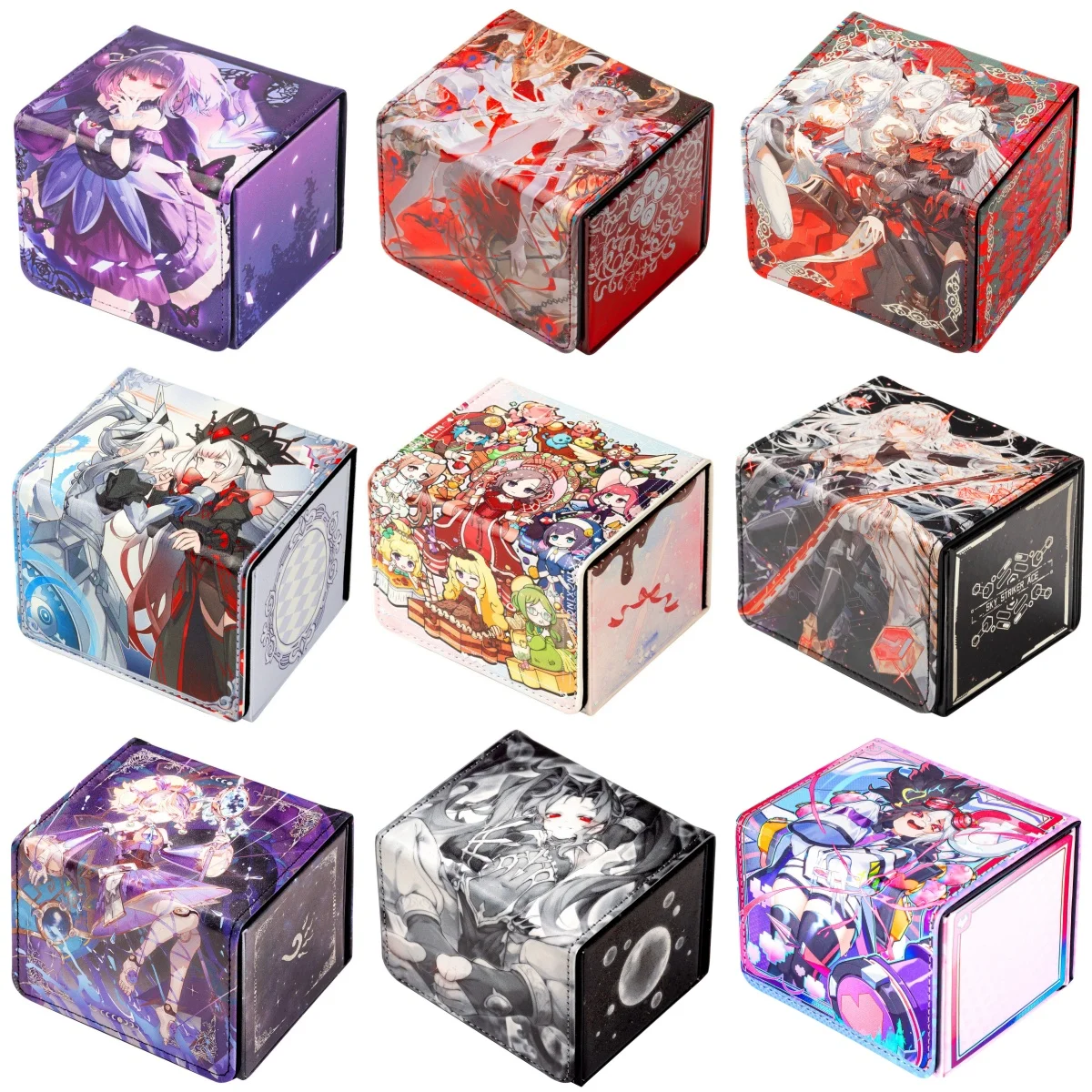 9 Modelle Yu-Gi-Oh! Malice/Nightmare Mirror/Madolche Magnetische Leder-Kartenbox Sky Striker Witchcrafter TCG Spielkarten-Aufbewahrungsbox