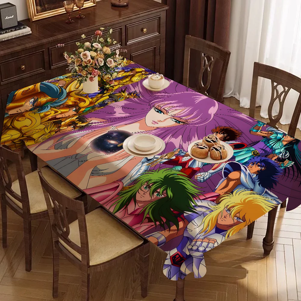Knights Of The Zodiac Cartoon Themed Polyester Tablecloths Cute Designs For Home Kitchens Dining Rooms Tablecloth Decoration