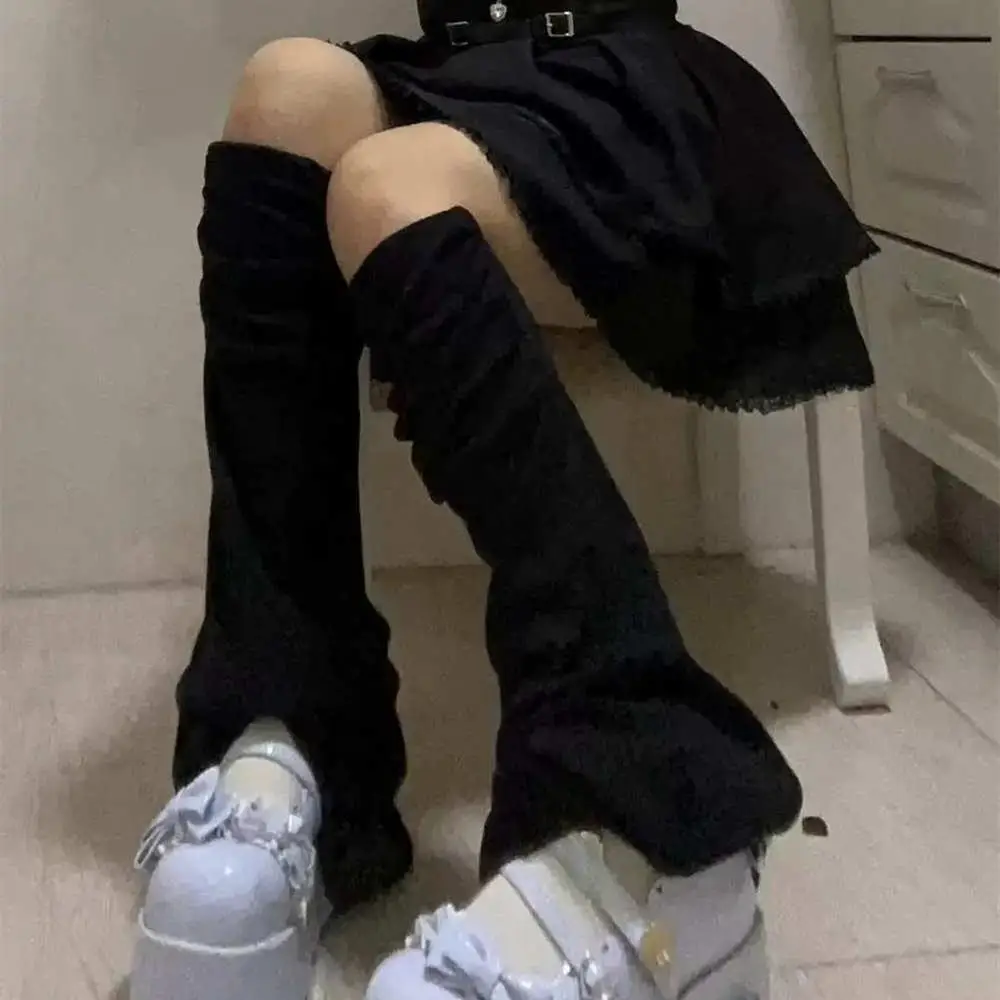 Solid Black White Thigh High Socks Y2K Sexy Slimming Leg Stockings Japanese Lolita Sweet Girl Leg Warmer Over Knee Leg Covers