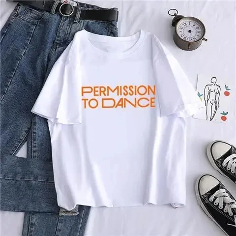 Camiseta de algodón de manga corta para hombre y mujer, camisa informal de cuello redondo, estilo Hip Hop, Bts, permite baile, Kpop