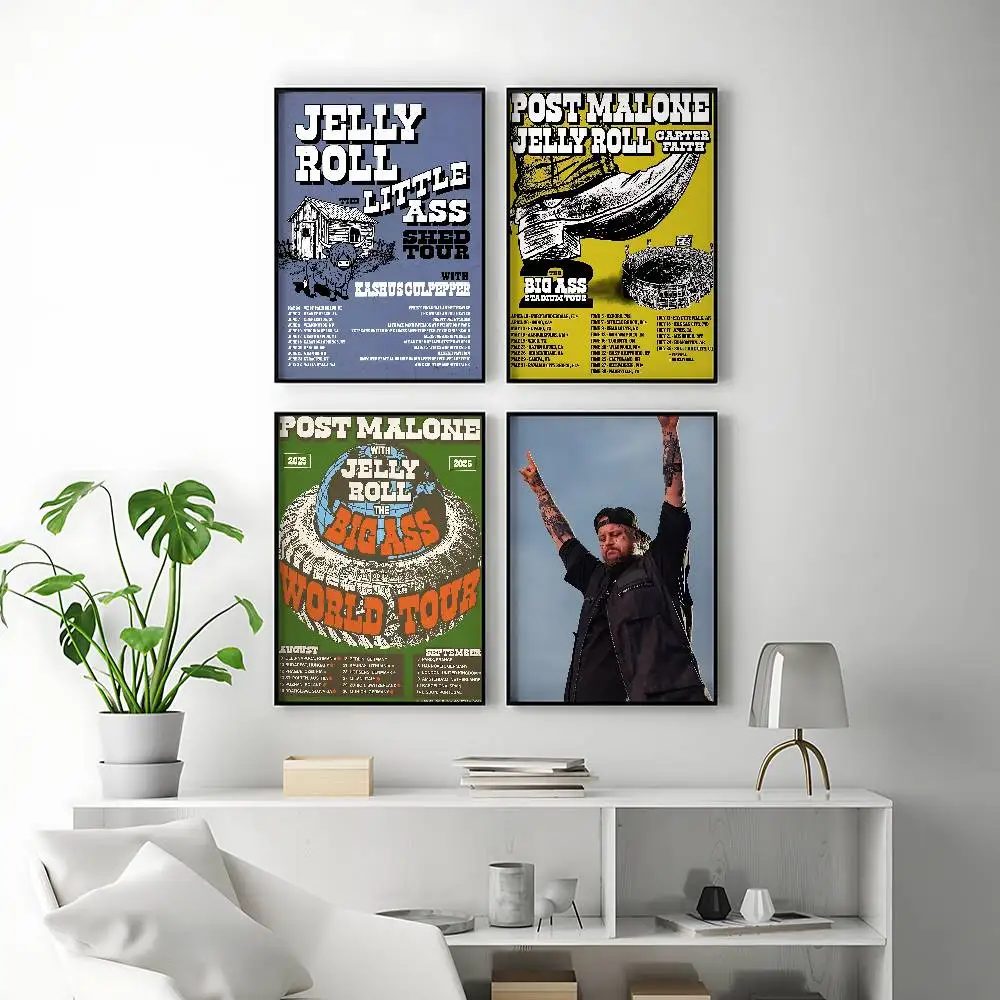 Trending Singer Jelly Roll Posters Premium Self-Adhesive No Residue Wall Sticker for Home Office Bar Decor