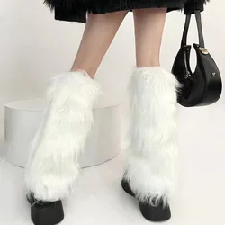 Aquecedores artificiais de pele feminina, meia japonesa Lolita para menina, meias de malha preto e branco, outono e inverno