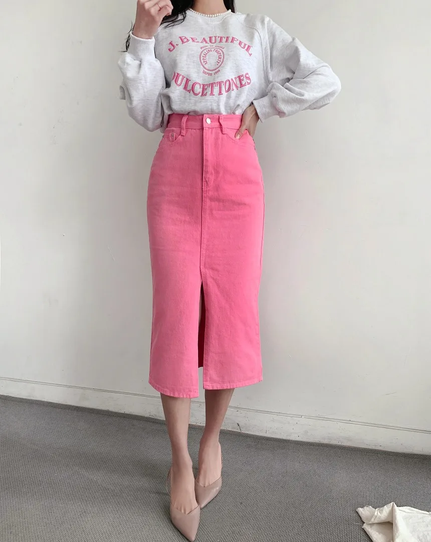 

ZHISILAO Rose Red Slit Skirt Women Vintage Chic Y2K High Waist Long Skirt 2024 Holiday Outfit