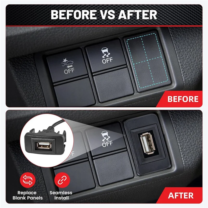 N83R USB Conversion Cable Power Port Adapter Applicable Models: For Toyota Weichi, Leiling, Camry RAV4, Highlander, Corolla Dura