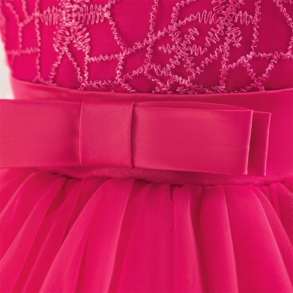 Baby Girl Fancy Trailing Tail Princess Dress Toddler Girls Bow 1st Birthday Tutu Dresses Kids Hot Pink Layered Clothes New Wear