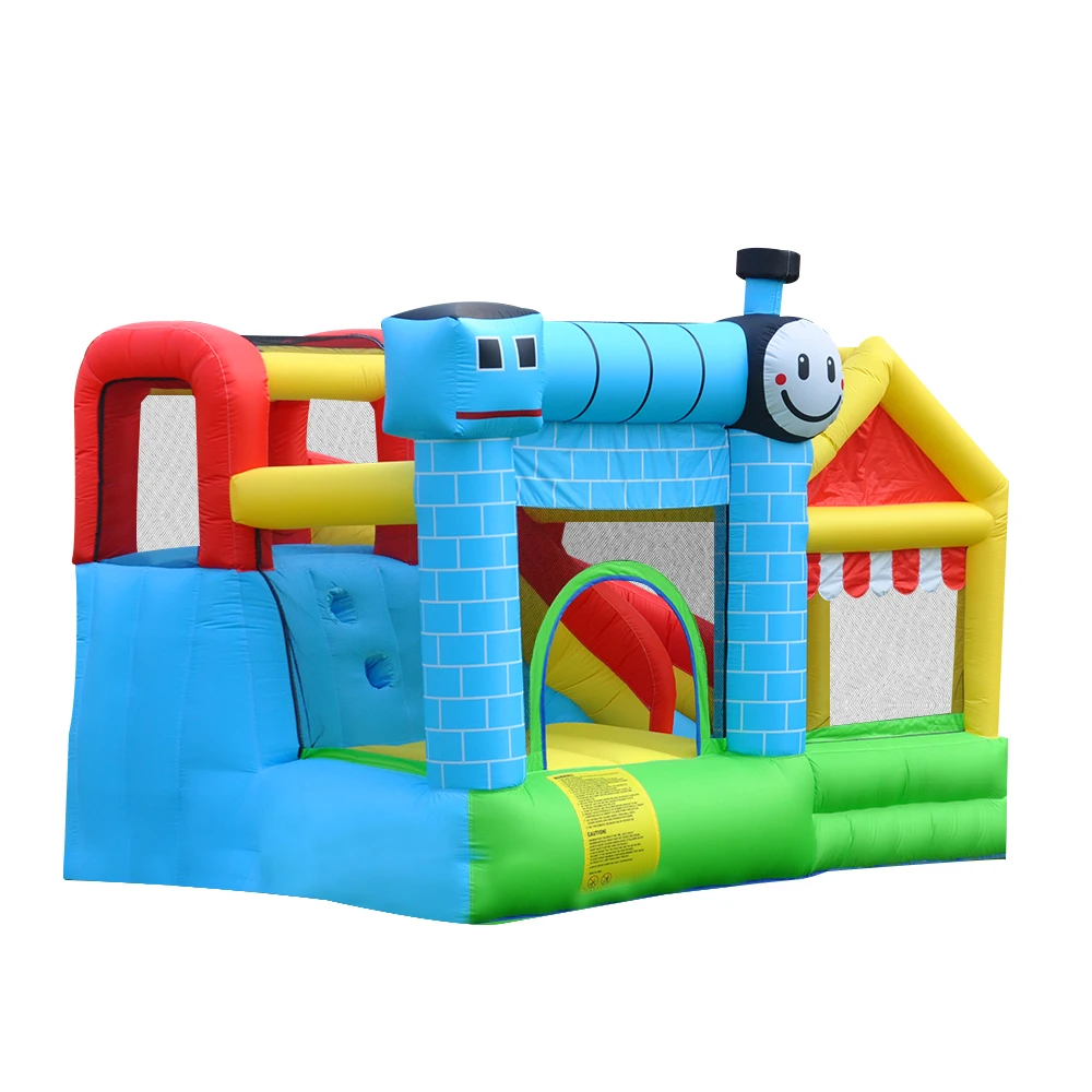 Trampoline gonflable en forme de Train, Compact et facile à ranger, petit château gonflable pour usage domestique pour enfants