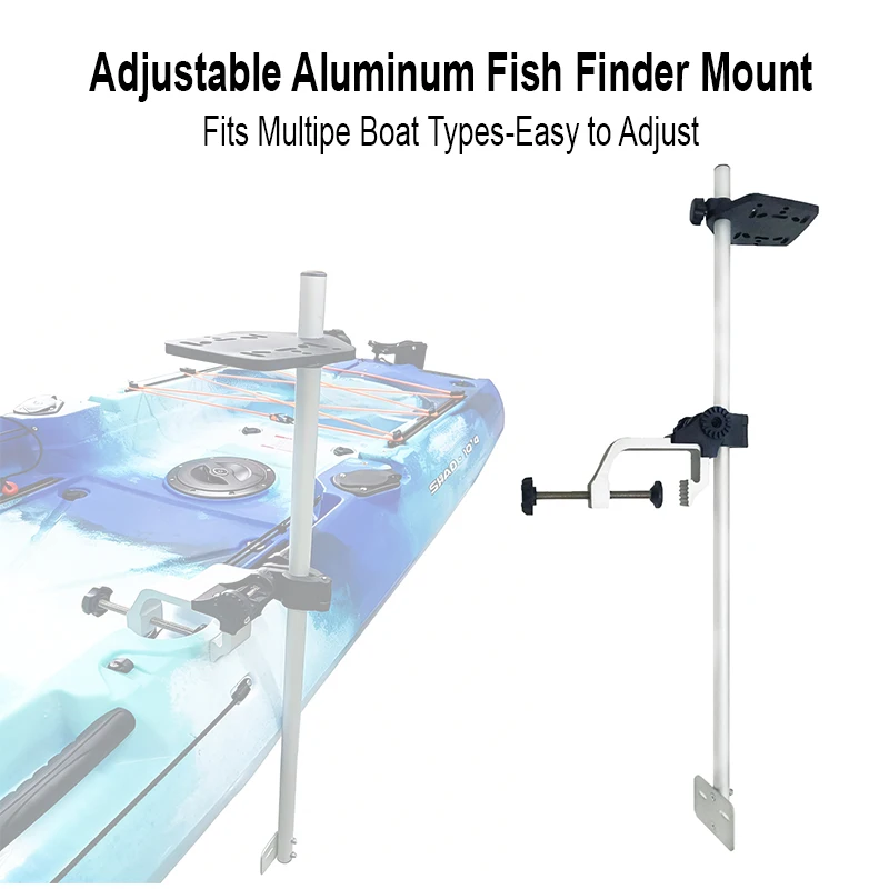 Universal Aluminum Transducer Bracket for Kayak Canoe Boat Fishing Finder Mount Adjustable 360° Rotating
